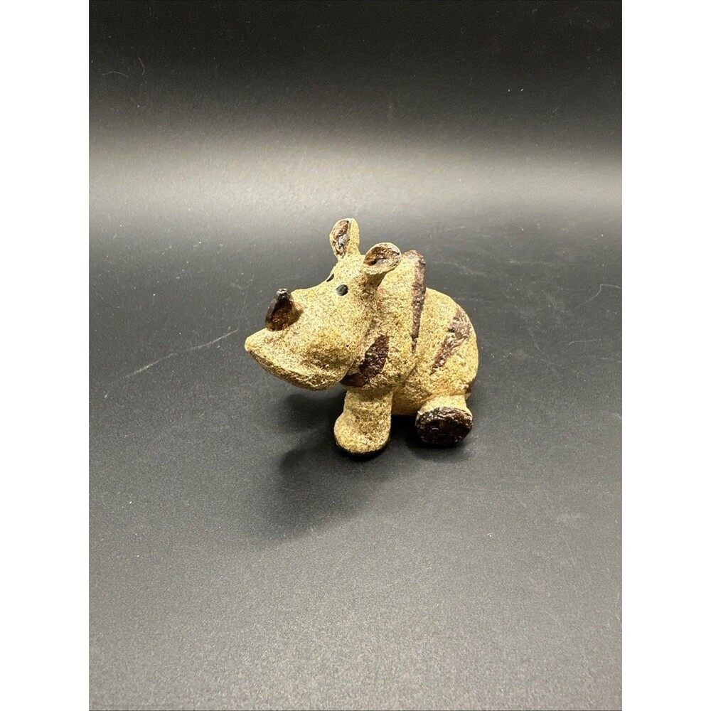 Whimsical Pottery Rhinoceros Rhino Figure Speckled Clay